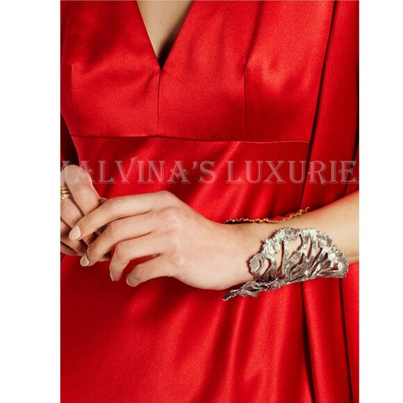 ALEXANDER MCQUEEN BRACELET SILVER TONE FISH WIDE WRAP CUFF - Picture 3 of 4